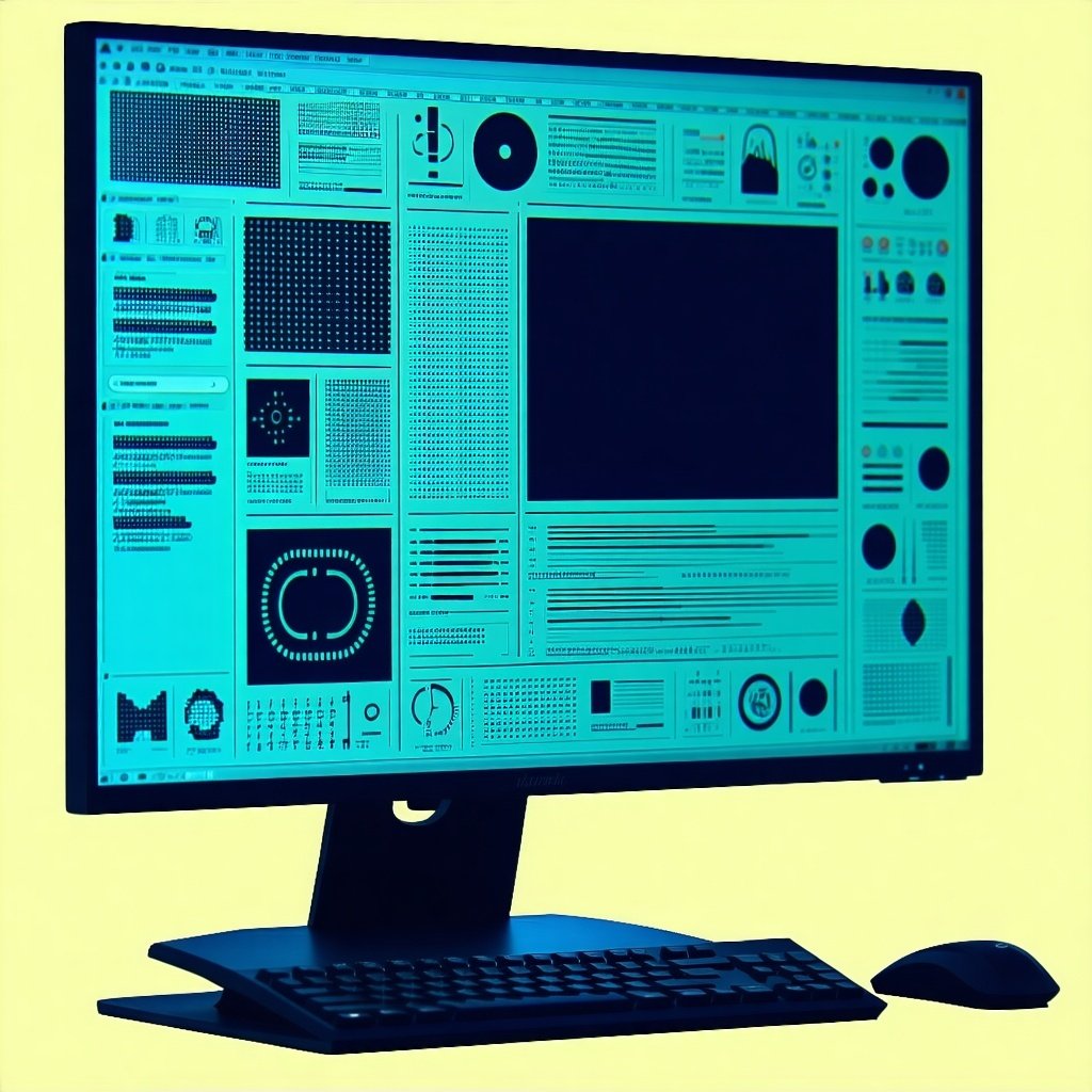 Generate an image of a computer as if it was in an infographic