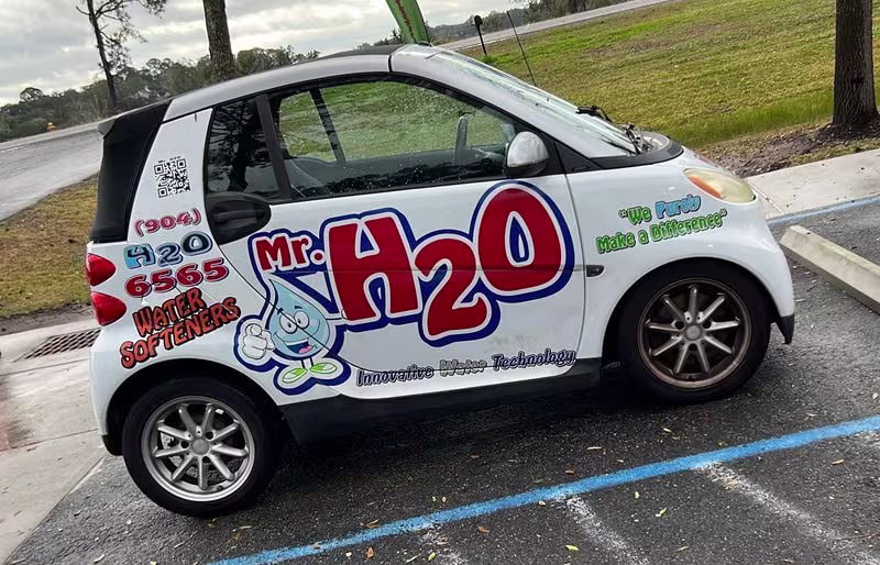Mr H2O branded car - water purification system.