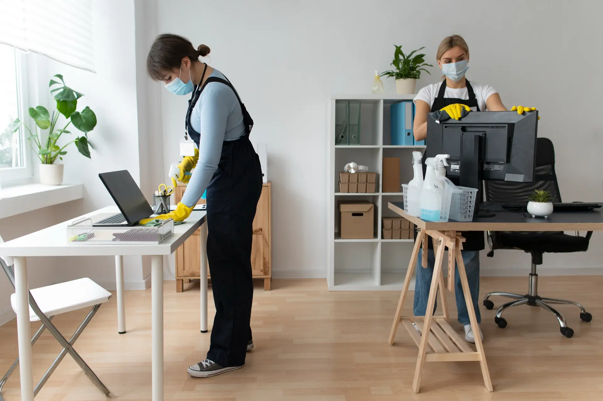 cleaning office