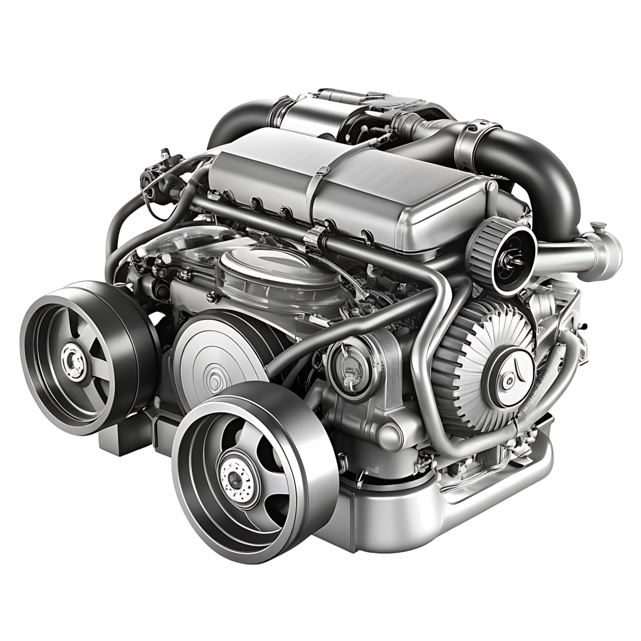 Engine Photo in silver color