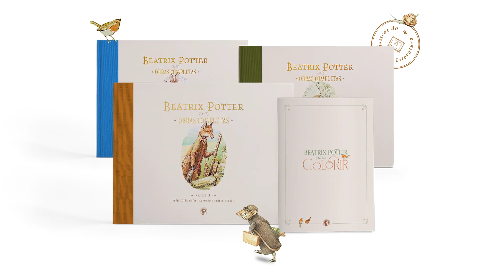 combo completo das obras de Beatrix Potter com os volumes 1, 2 e 3 mais livro para colorir