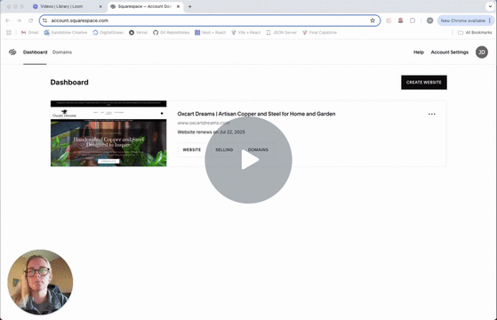 Editing a blog post on a squarespace site.