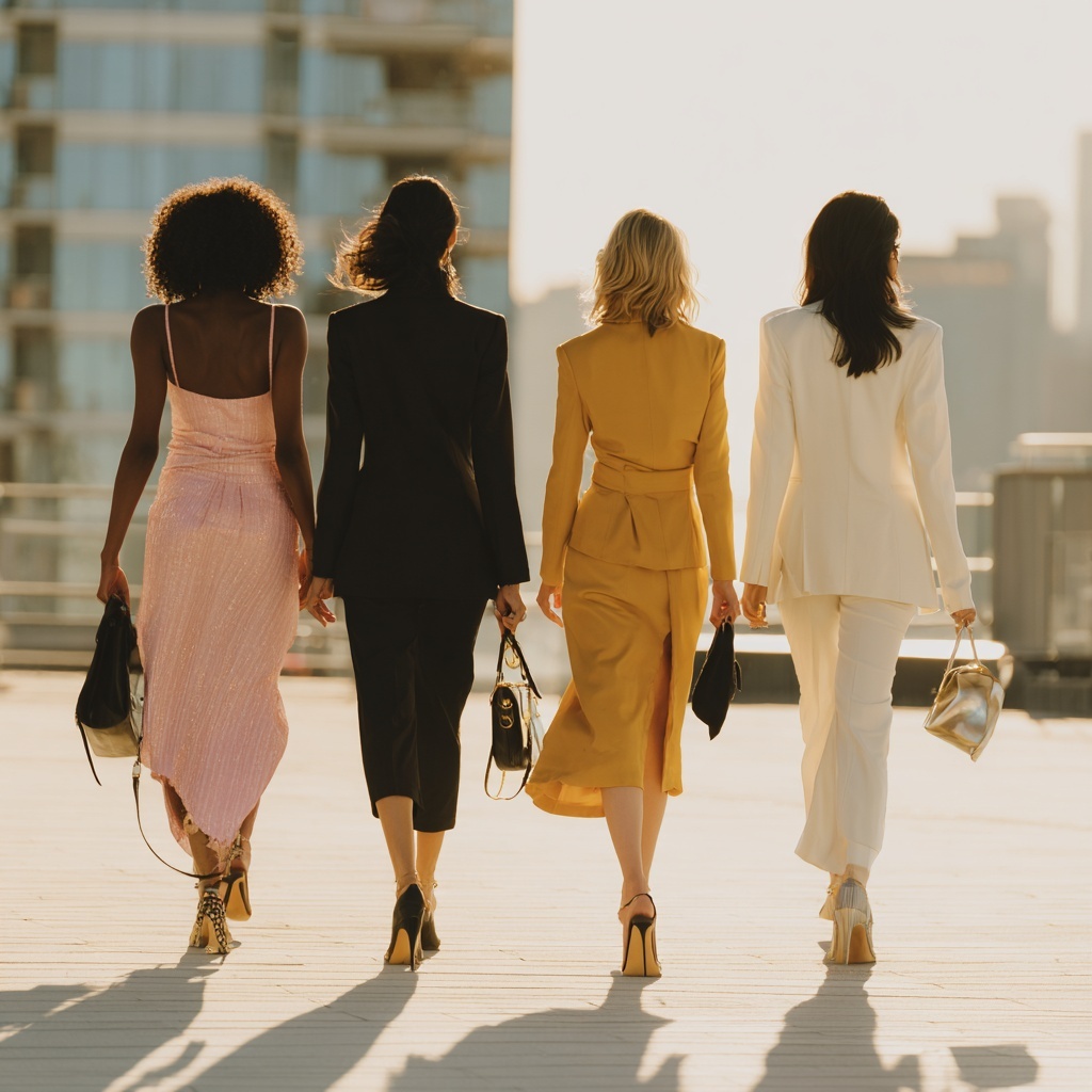 4 women walking away