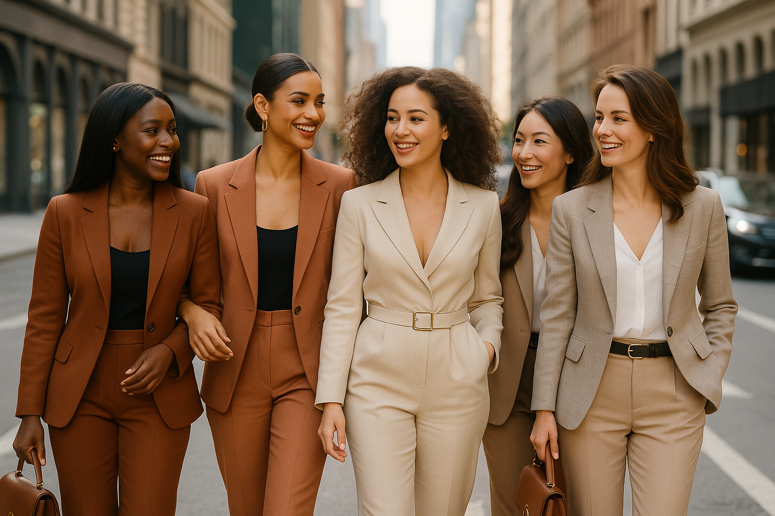 4 women walking towards the camera