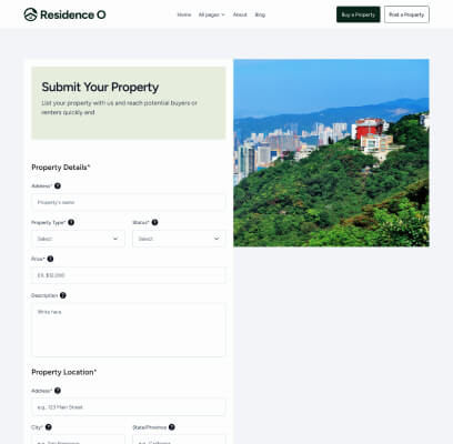 Thumb Submit Property - Residence O - A Scaleable Real Estate Webflow Template