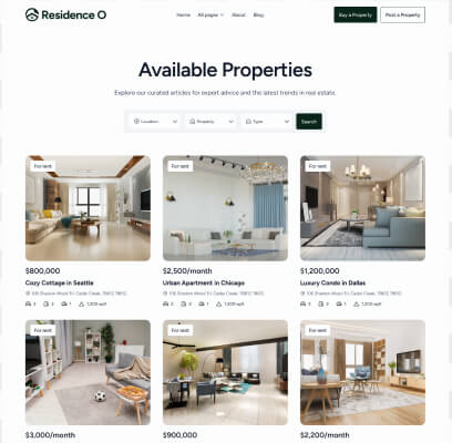 Thumb Properties V2 - Residence O - A Scaleable Real Estate Webflow Template