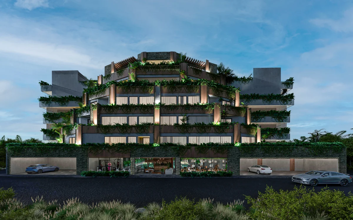 Image of a Modern Architecture, featuring Lush Greenery and Vertical Gardens.