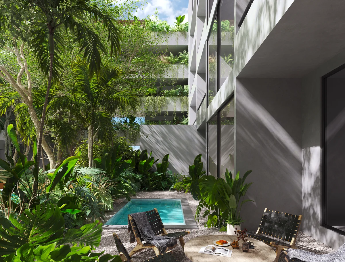 Image of Swimming Pool at Endemico Kukulcan, featuring Private Pool, Lush Garden.