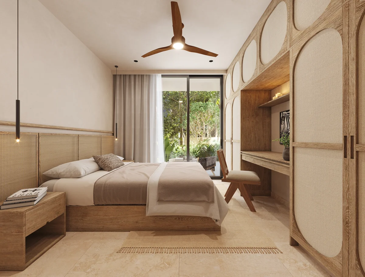 Image of Garden at Endemico Kukulcan, featuring Bedroom, Natural Wood Furniture.