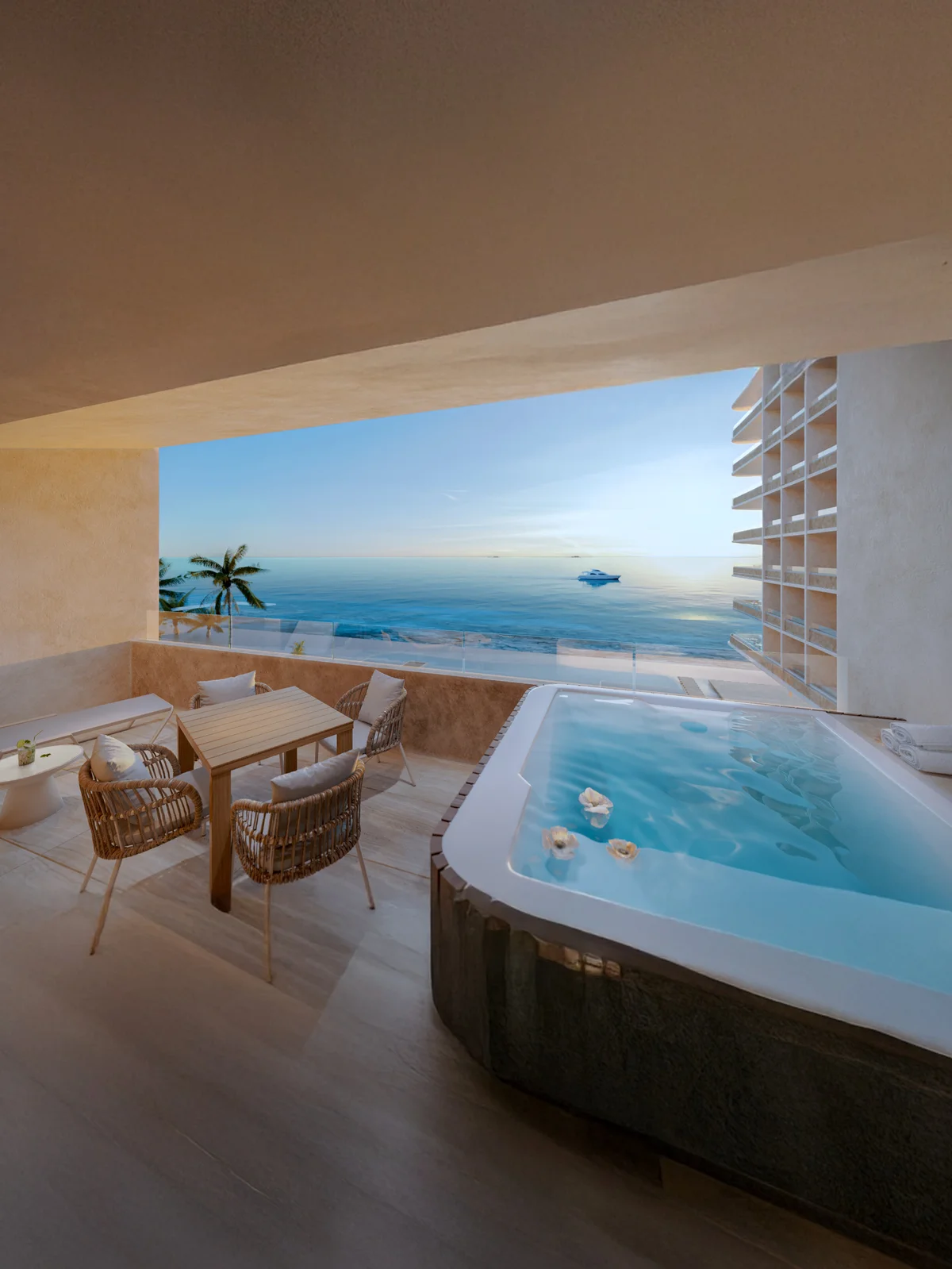 Image of Jacuzzi at Inna Condos, featuring Ocean View Balcony, Private Jacuzzi.