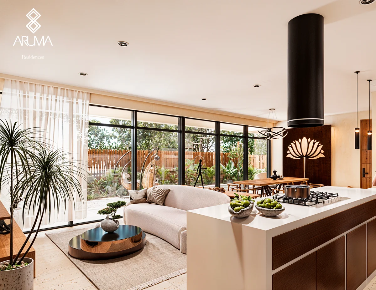 Image of Garden at Aruma, featuring Open Plan Living, Modern Kitchen.