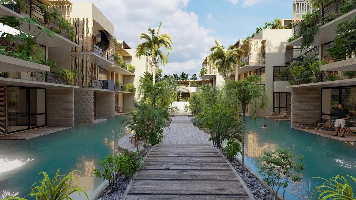 Image of Swimming Pool at Le Reve Cenote, featuring Resort Style Pool, Luxury Apartments.