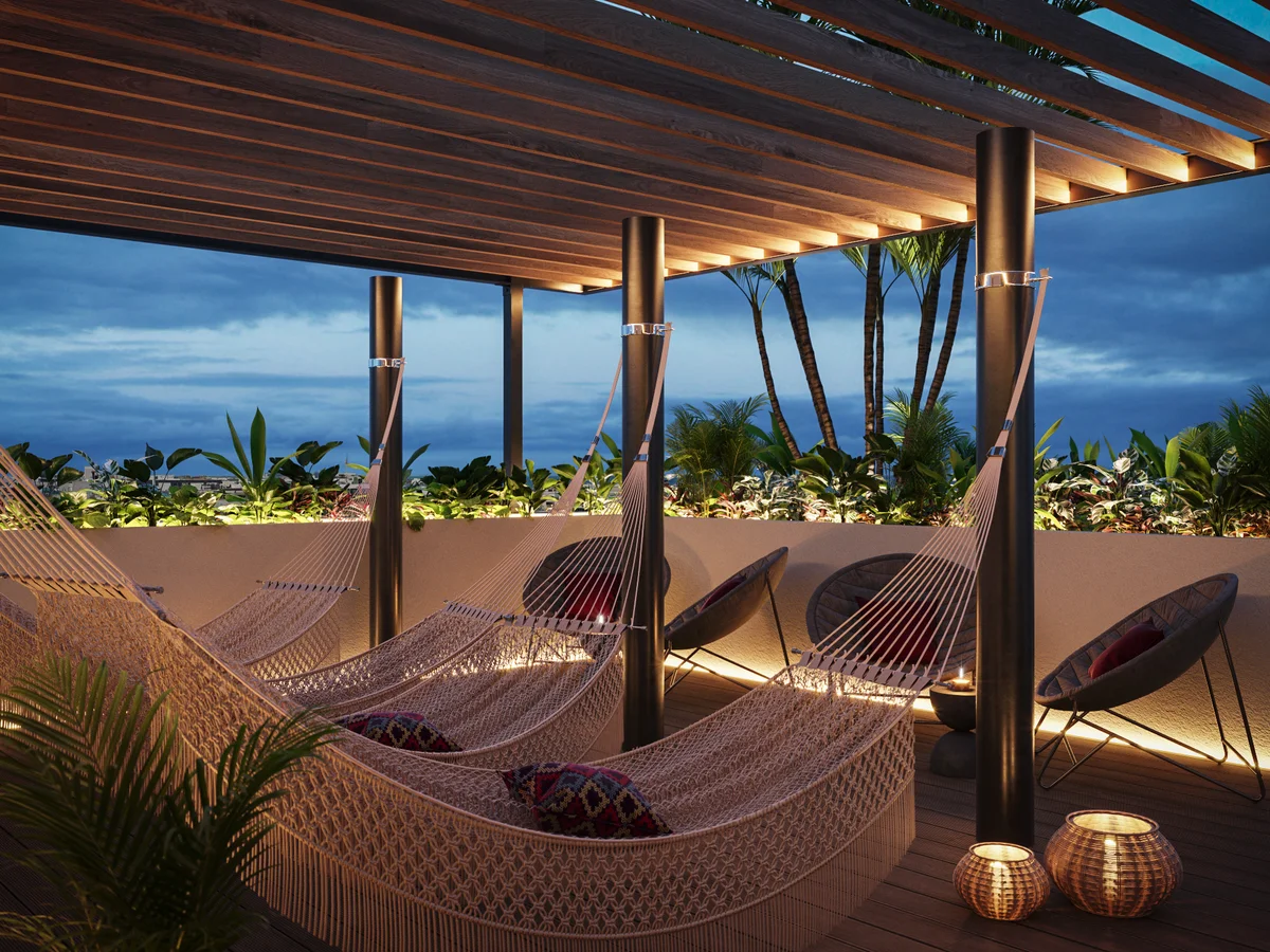 Image of Rooftop Terrace at Vibbe, featuring Rooftop Terrace, Hammock Garden.