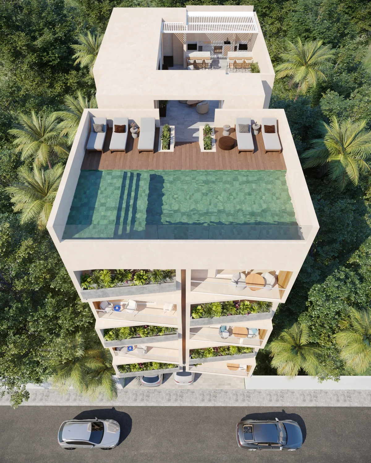 Image of a Rooftop Pool, featuring Sundeck and Rooftop Kitchen.