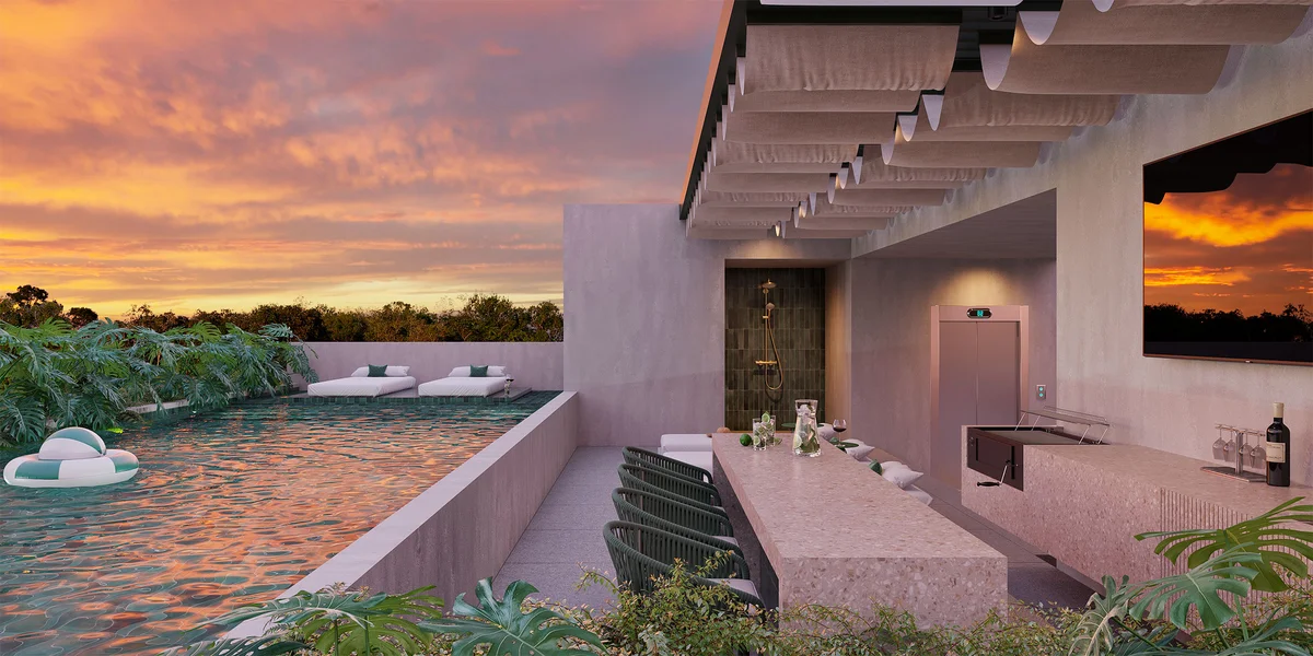 Image of Swimming Pool at Encanto de Playa, featuring Rooftop Terrace, Private Pool.