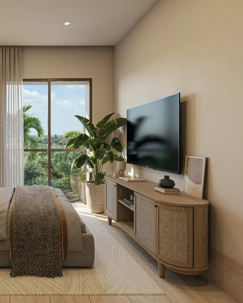 Image of a Bedroom, featuring Jungle View and Balcony Access.