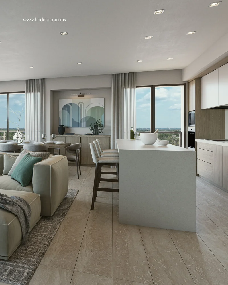 Image of a Open-Concept Living, featuring Modern Kitchen and Kitchen Island.