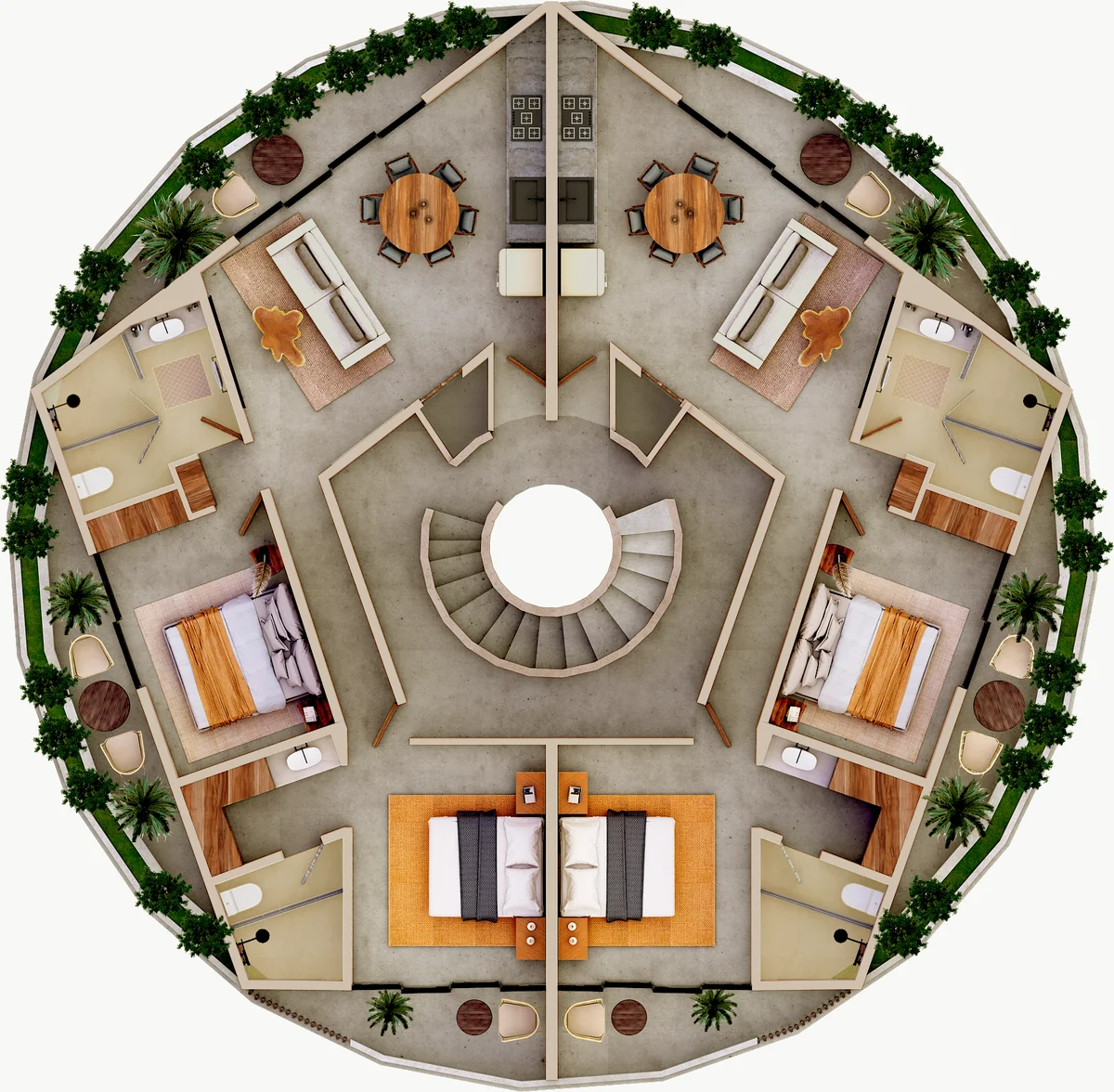 Image of a Luxury Penthouse Plan, featuring Wraparound Terrace and En-Suite Bedrooms.