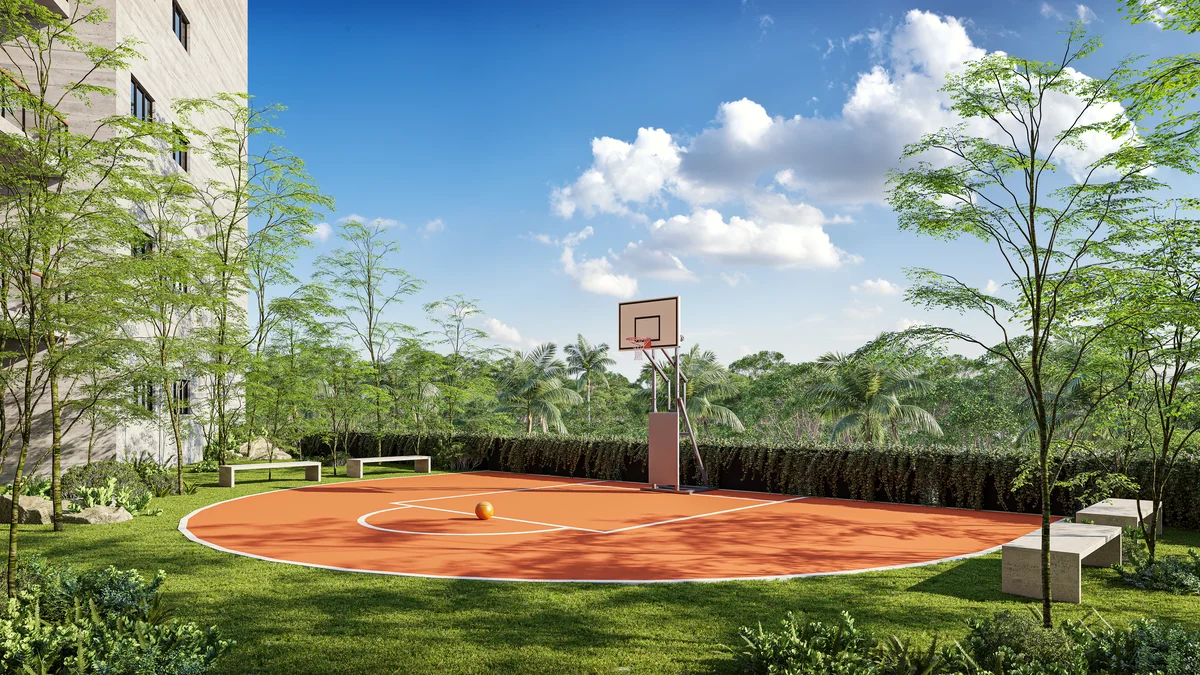 Image of Garden at Le Parc, featuring Outdoor Basketball Court, Sports Court.