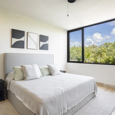 Image of a Master Bedroom, featuring Jungle View and Large Picture Window.