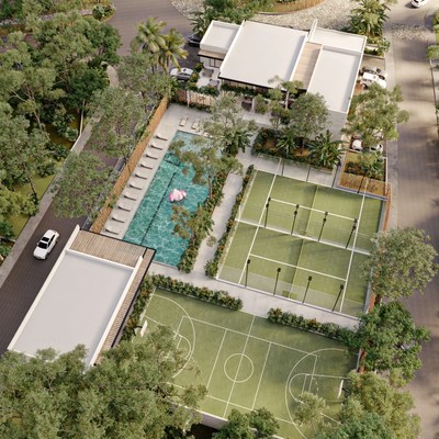 Image of a Aerial View, featuring Resort-Style Pool and Community Clubhouse.