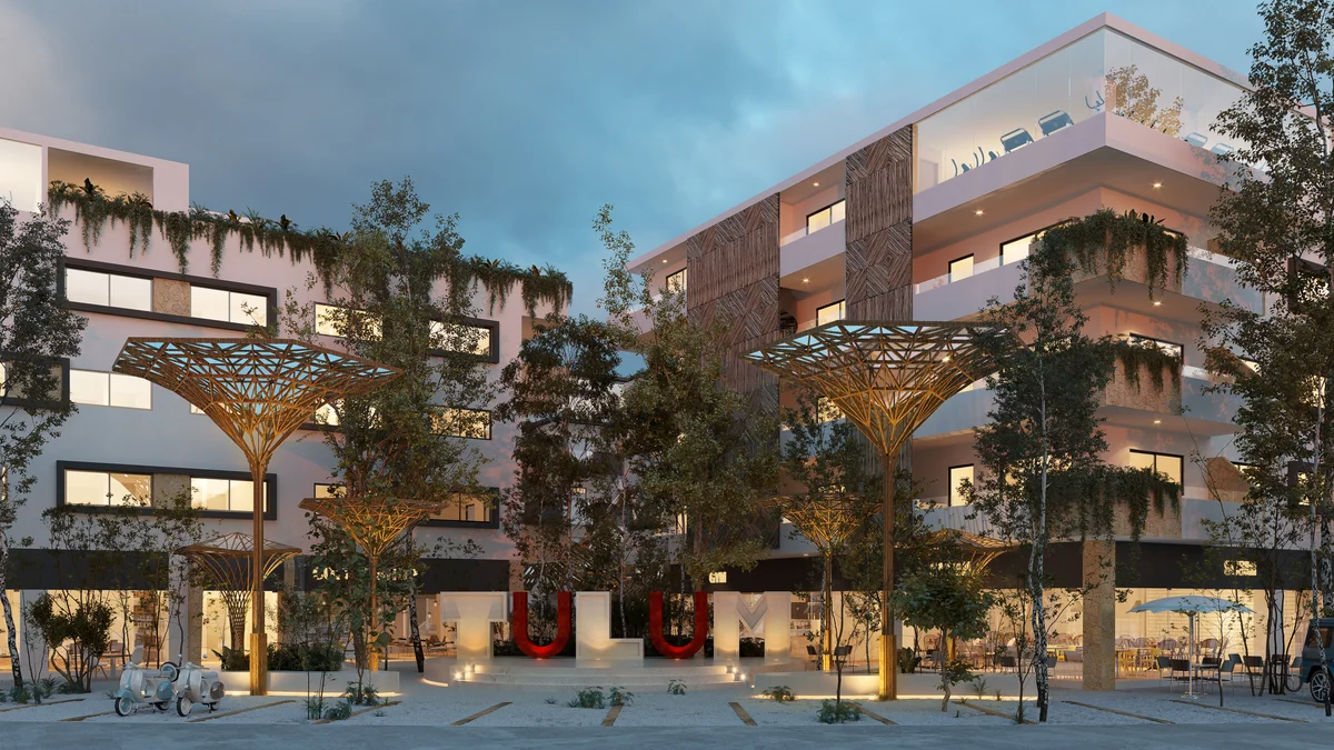 Image of a Modern Architecture, featuring Rooftop Gym and Landscaped Courtyard.