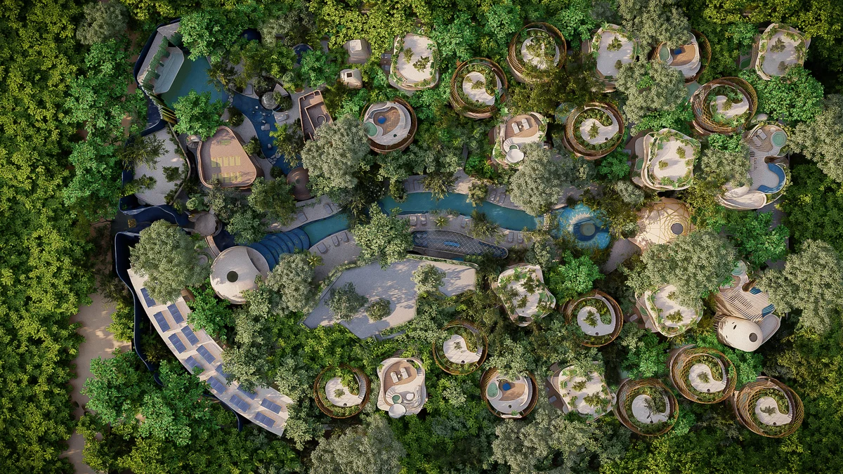 Image of a Eco-Luxury Villas, featuring Jungle Setting and Organic Architecture.