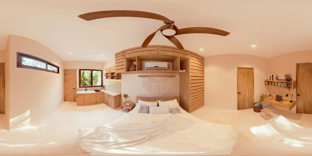 View of Studio Apartment at Lik Organic, showcasing Modern Bedroom, Integrated Kitchenette.