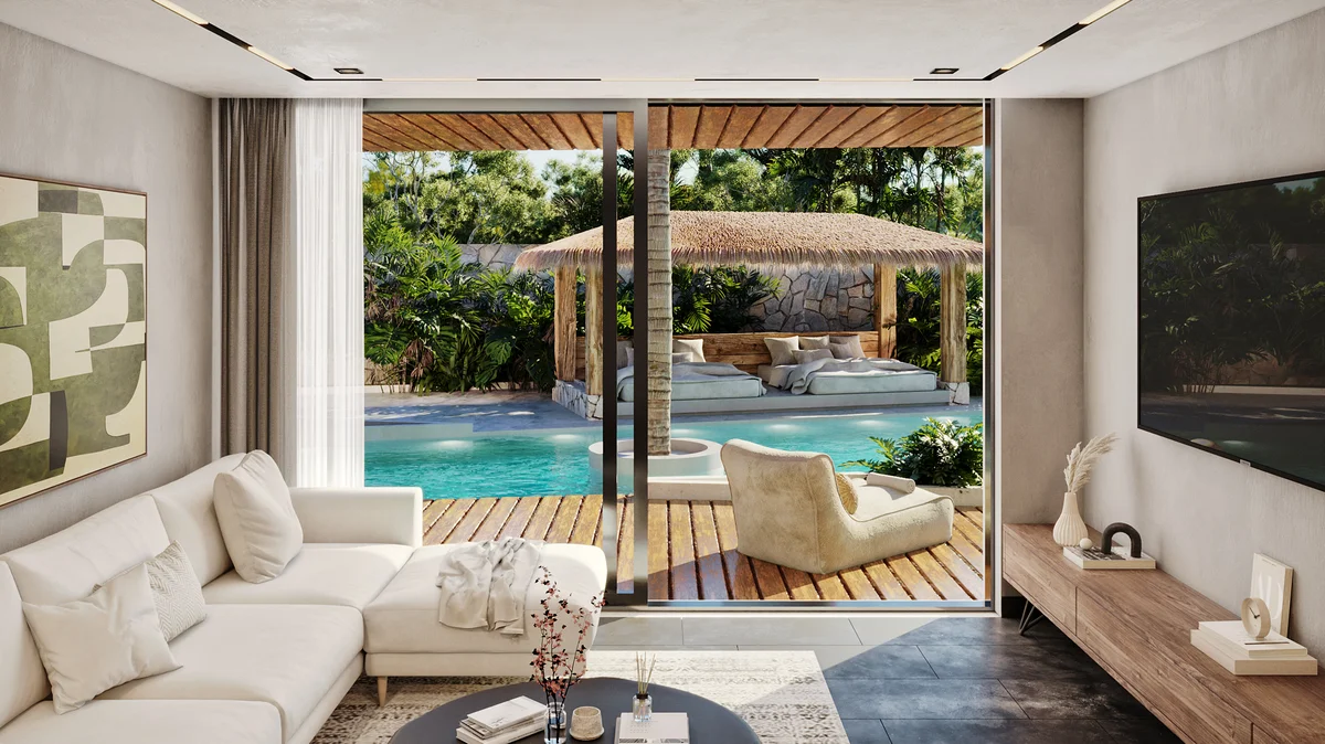 Image of Swimming Pool at Brahma, featuring Modern Living Room, Private Pool View.