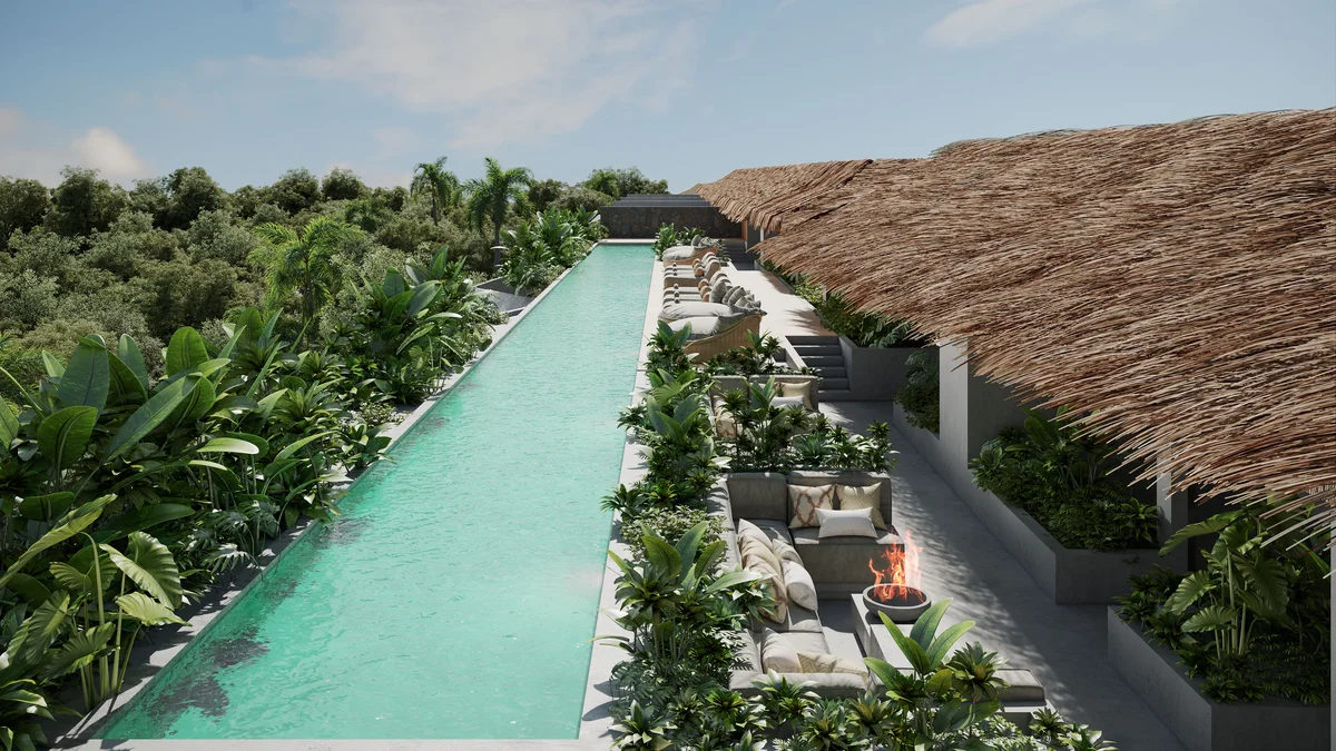 Image of Swimming Pool at Brahma, featuring Rooftop Pool, Tropical Landscape.