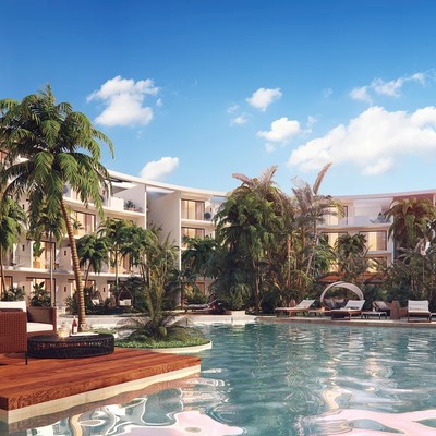 Image of a Resort-Style Pool, featuring Lush Landscaping and Poolside Lounge.