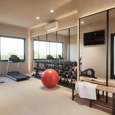 Image of a Fitness Center, featuring Private Gym and Cardio Equipment.