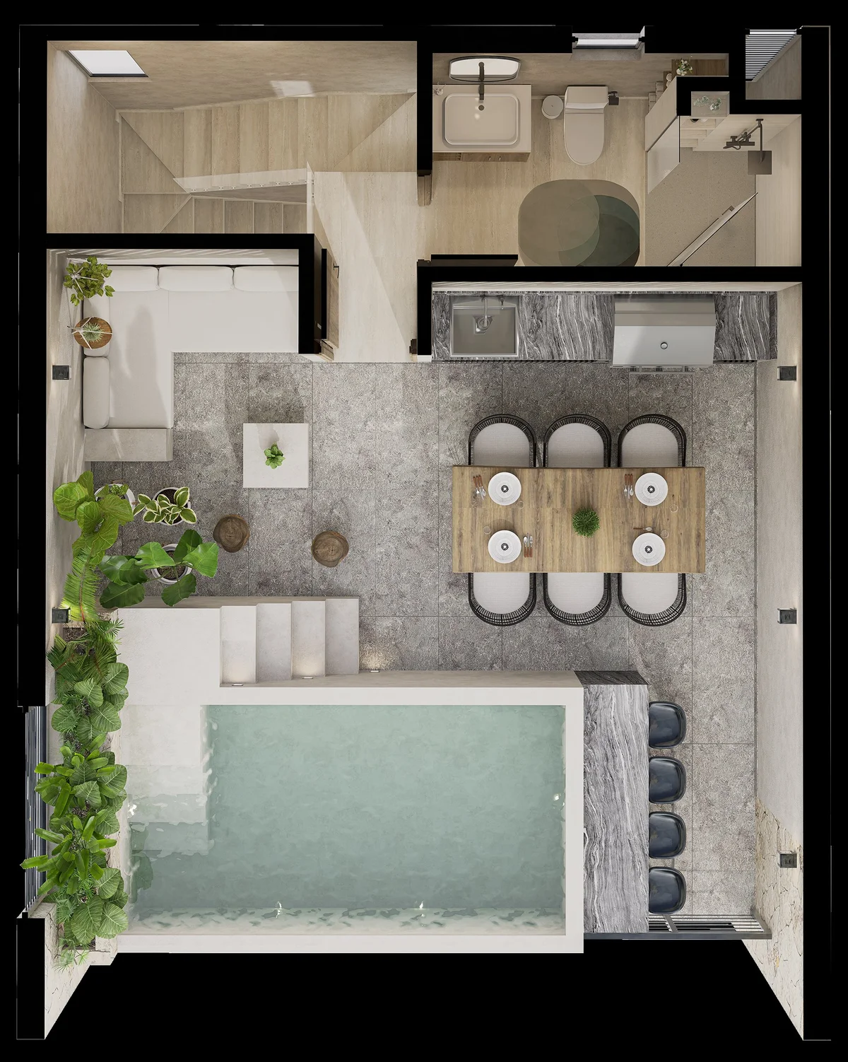 Image of a Private Plunge Pool, featuring Open-Concept Layout and Indoor-Outdoor Living.