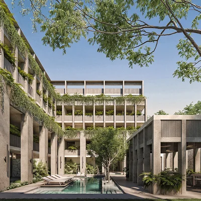 Image of Swimming Pool at Constelada, featuring Modern Architecture, Courtyard Pool.