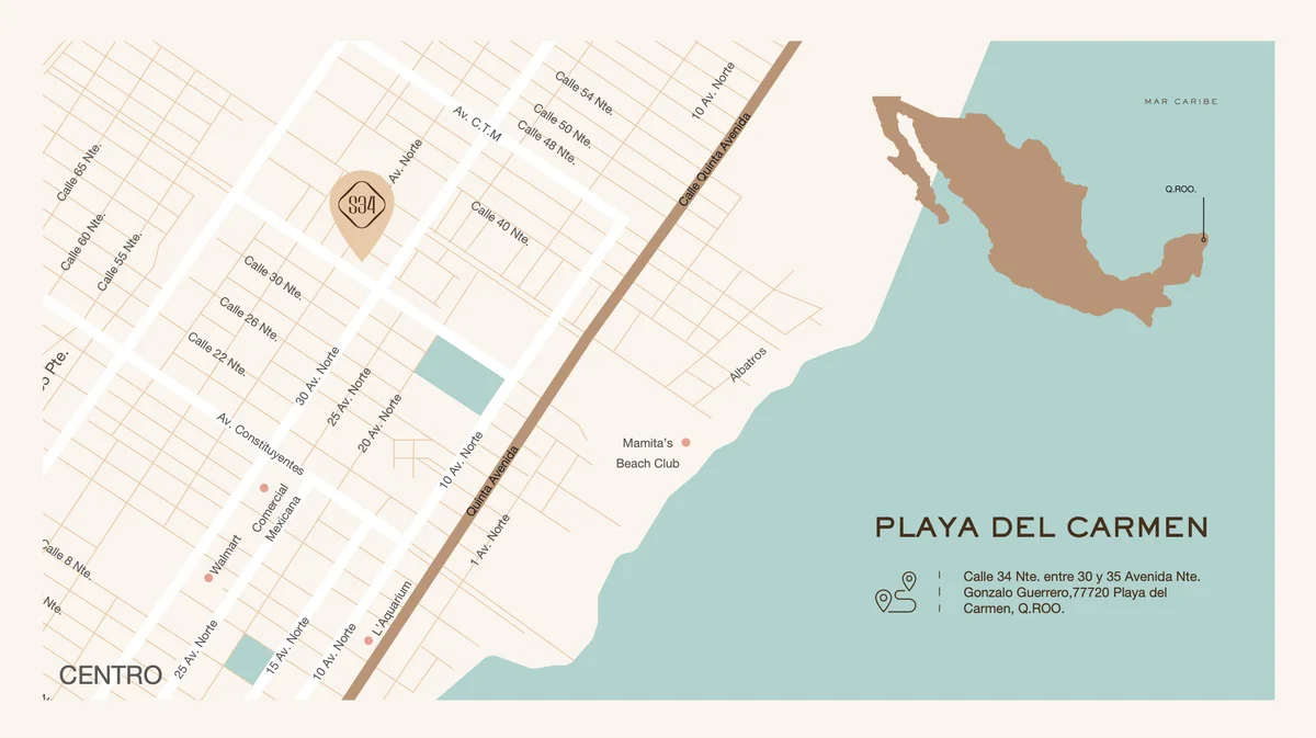Image of a Playa del Carmen Location, featuring Coastal Living and Proximity to Quinta Avenida.