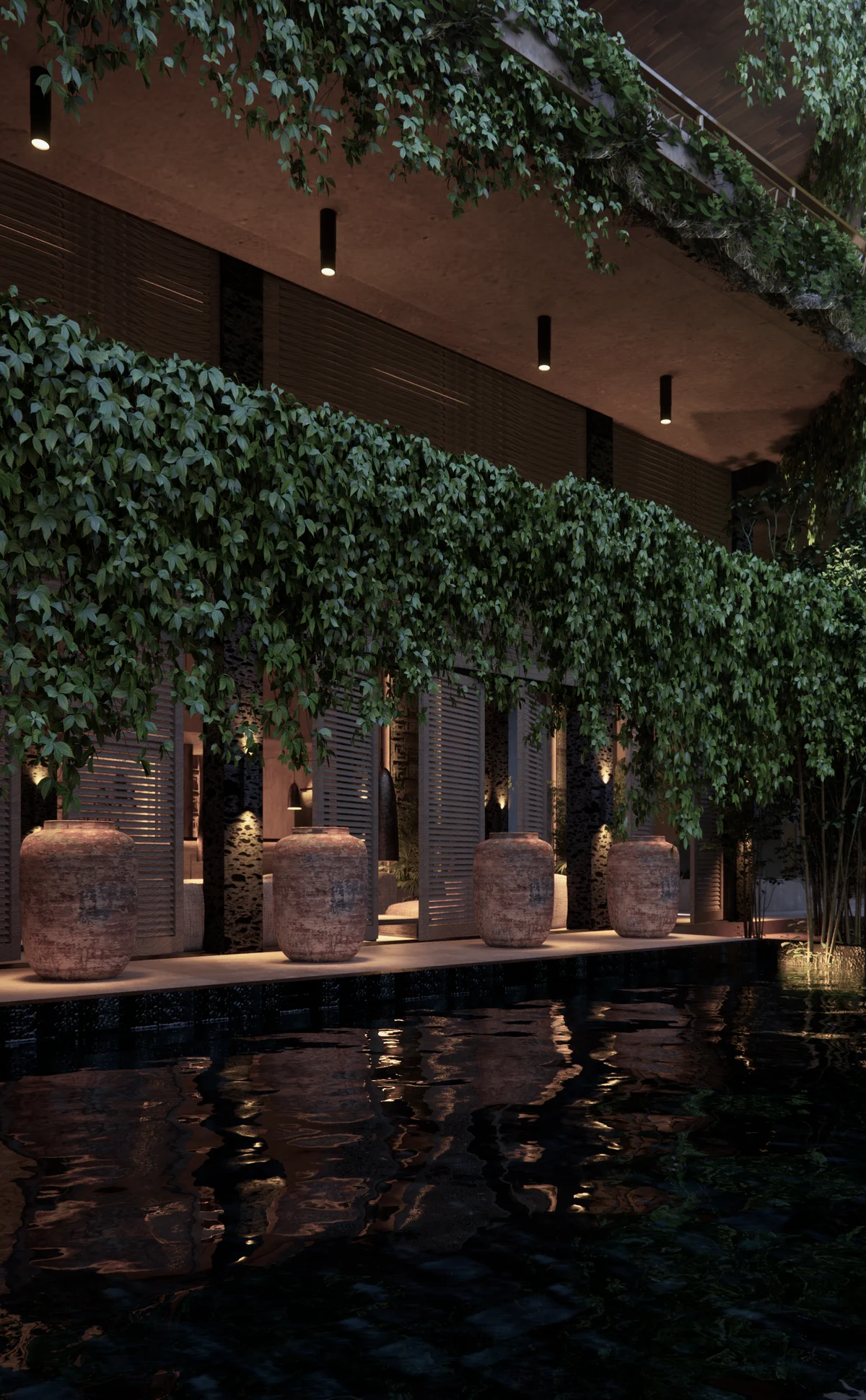 Image of Swimming Pool at Ekab Tulum, featuring Luxury Pool, Night Photography.