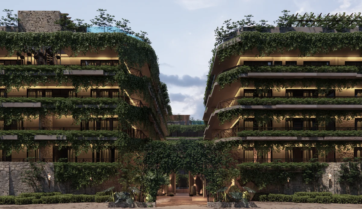 Image of Swimming Pool at Ekab Tulum, featuring Building Exterior, Modern Architecture.