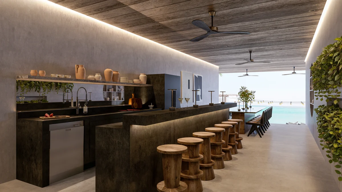 Image of a Entertainer's Bar, featuring Ocean View Dining and Indoor-Outdoor Living.