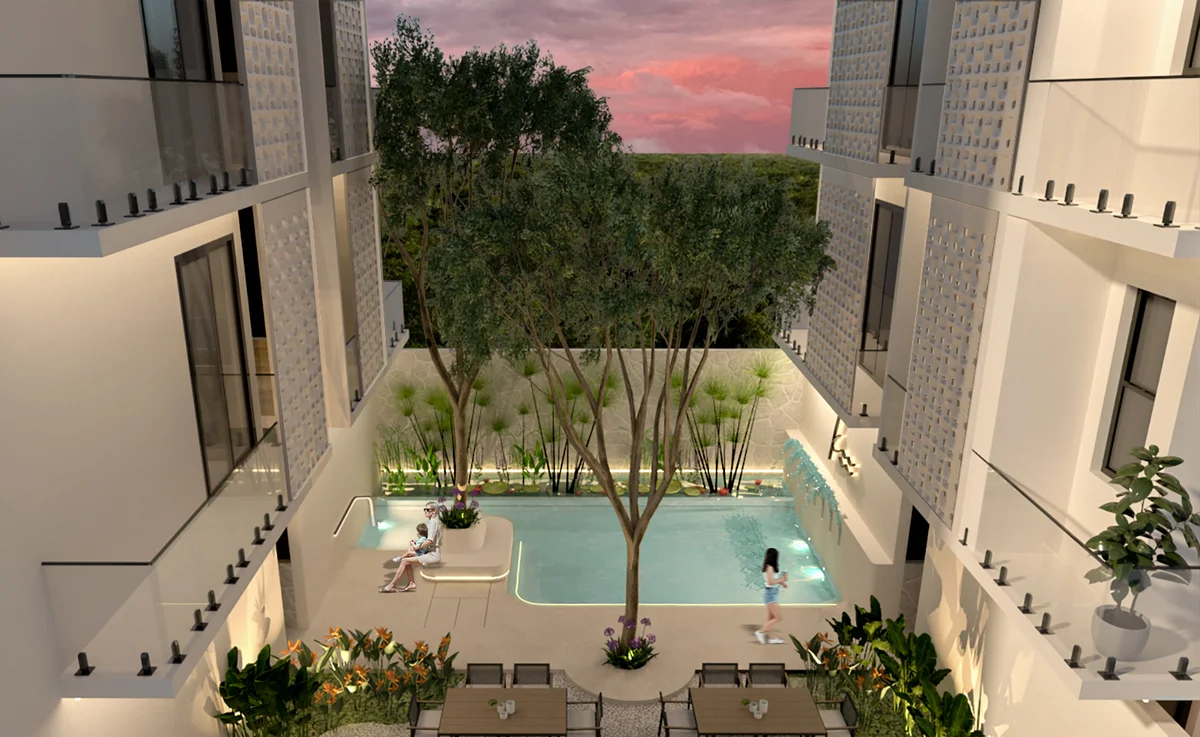 Image of Swimming Pool at Kahya, featuring Courtyard Pool, Architectural Rendering.