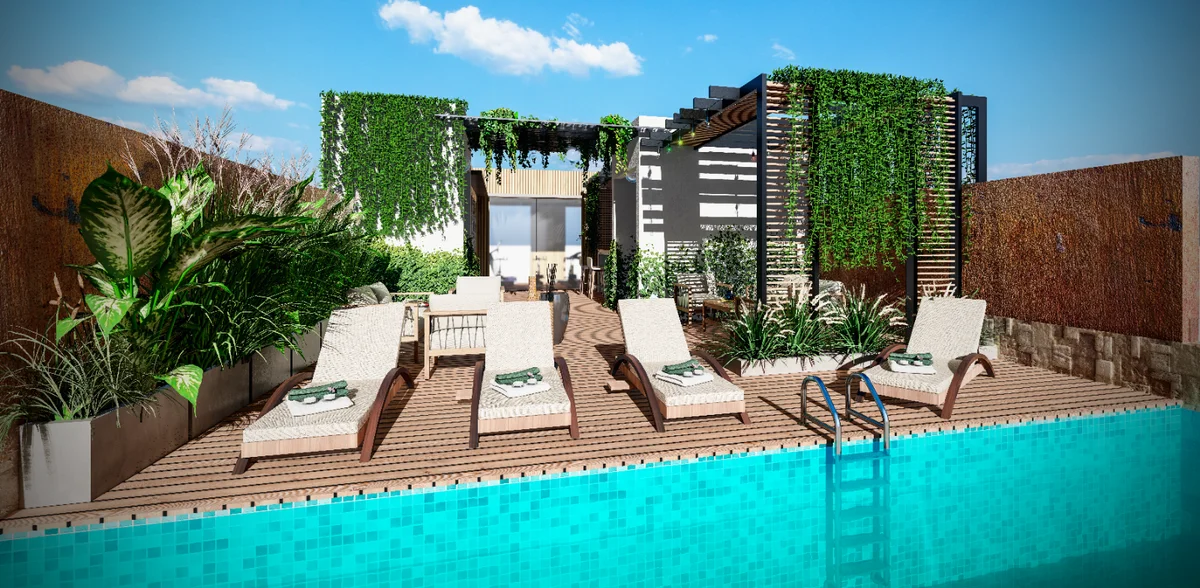 Image of Swimming Pool at Centurmex 25, featuring Rooftop Pool, Luxury Deck.