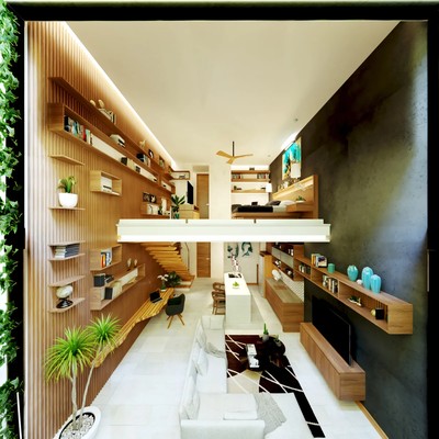 Image of a Loft Apartment, featuring Mezzanine Bedroom and Open Concept Living.