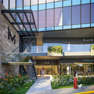 Image of a Modern Architecture, featuring Mixed-Use Development and Glass Facade.