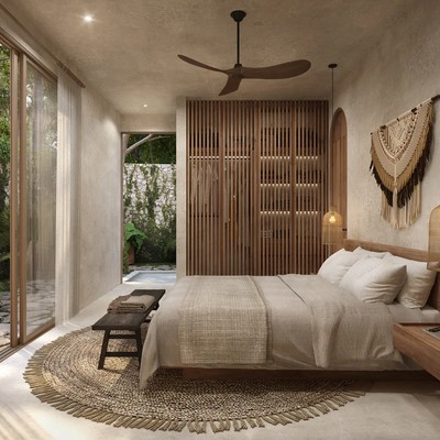 Image of a Luxury Bedroom, featuring Private Plunge Pool and Indoor-Outdoor Living.