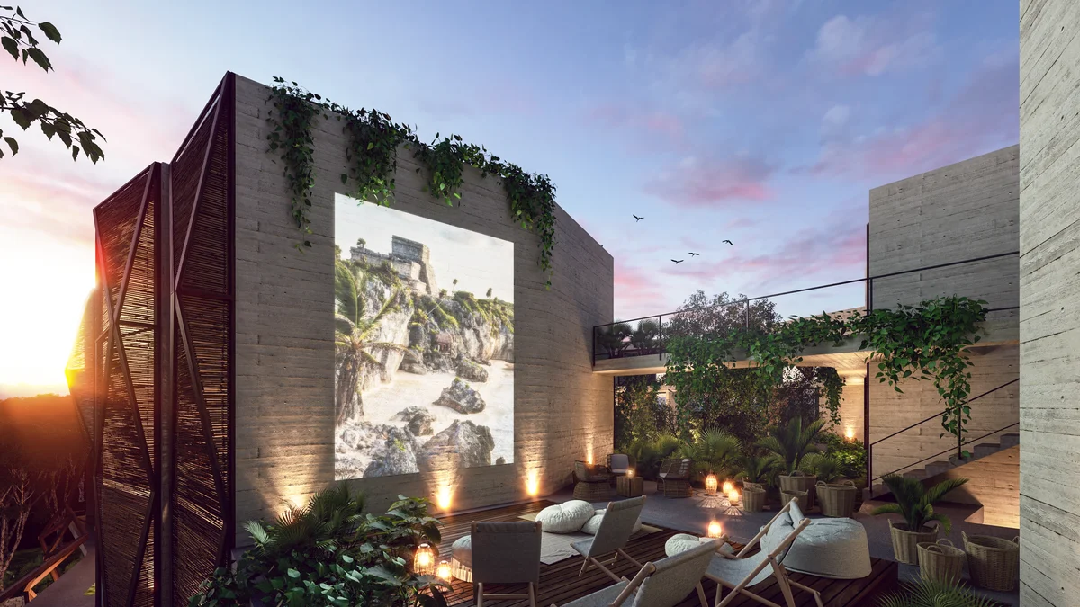 Image of Rooftop Terrace at Maha Art, featuring Outdoor Cinema, Rooftop Terrace.