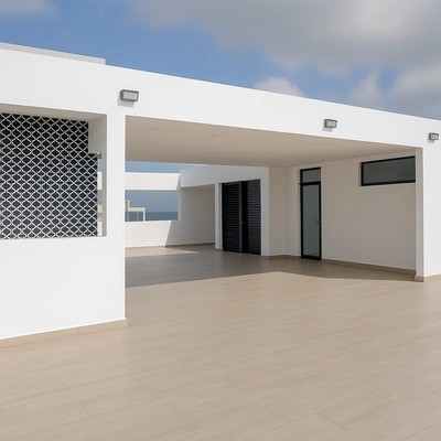 Image of a Rooftop Terrace, featuring Ocean View and Modern Architecture.