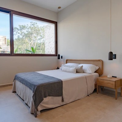 Image of a Primary Bedroom, featuring En-suite Bathroom and Large Picture Window.