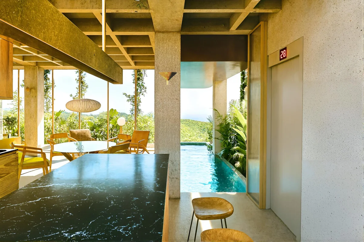 Image of Swimming Pool at Mirval by Pandora, featuring Luxury Residence, Indoor-Outdoor Living.