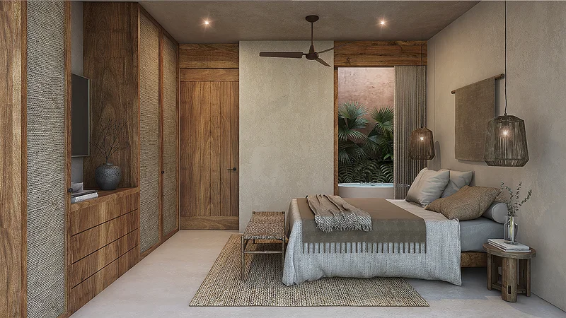 Image of Jacuzzi at Kokoon Bohemio, featuring Modern Bedroom, Rustic Design.