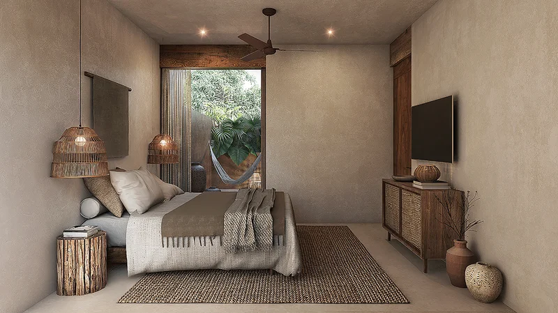 Image of Garden at Kokoon Bohemio, featuring Bohemian Bedroom, Natural Materials.