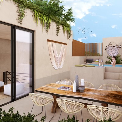 Image of a Private Terrace, featuring Plunge Pool and Outdoor Dining Area.